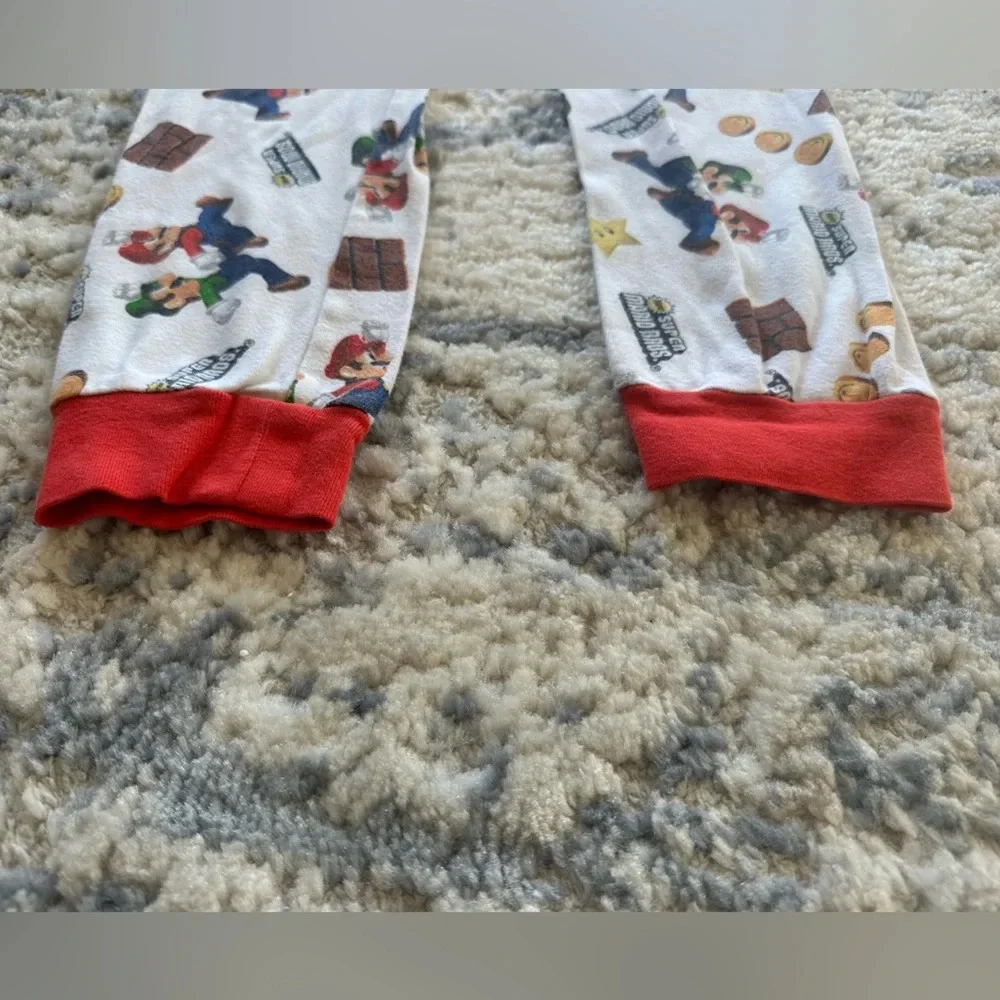 Super Mario Bros Boys Pajama Pants Red Cuff Sleepwear Size 10